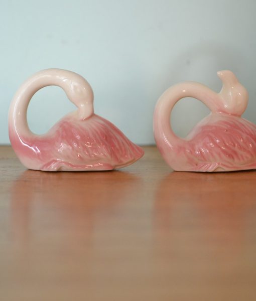 Vintage  2 x pink Ceramic flamingo's  figurines