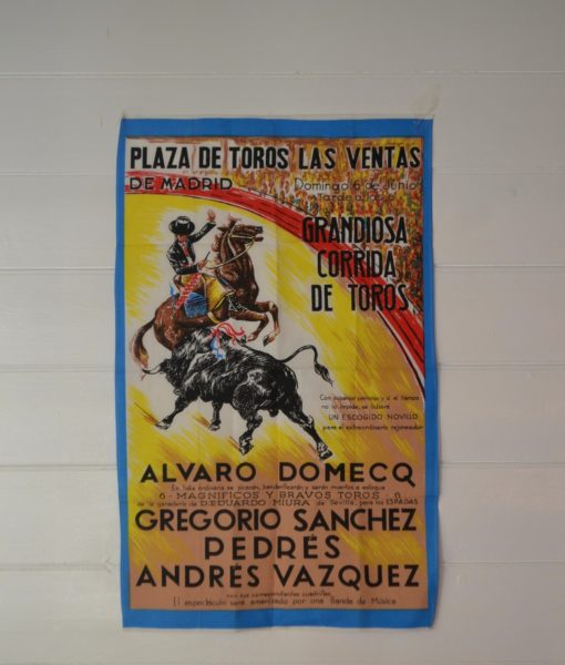 Vintage Tea Towel Matador bull fight Plaza De Torors Las Ventas