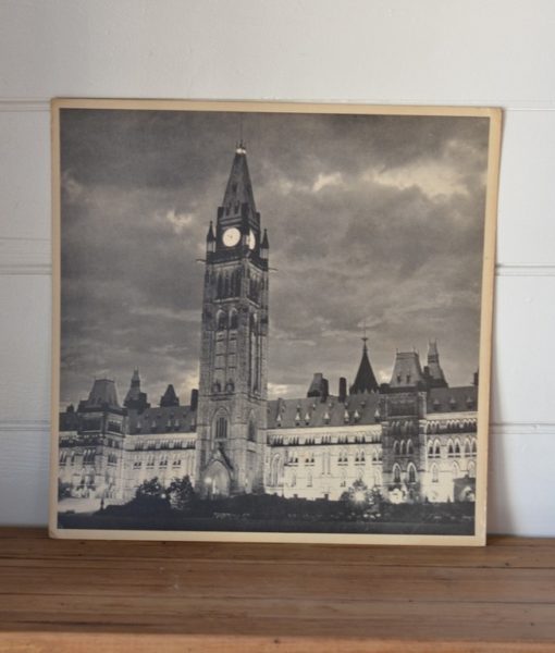Vintage Large photograph print Toronto Clock tower city hall 1950s