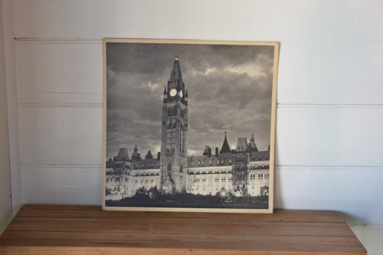 Vintage Large photograph print Toronto Clock tower city hall 1950s