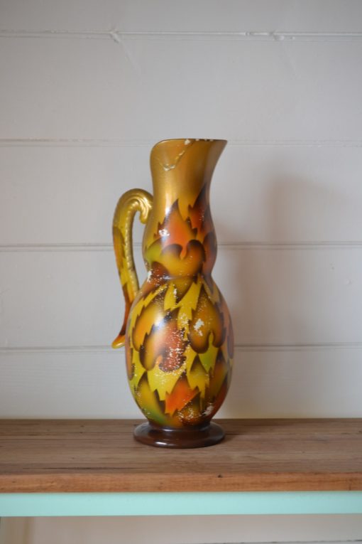 Antique Art deco ceramic vase autumn leaves