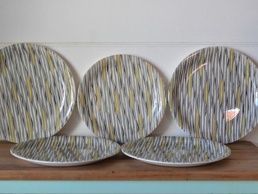 Vintage Samba dinner plates Wood & Sons Mid century Zebra print 50s