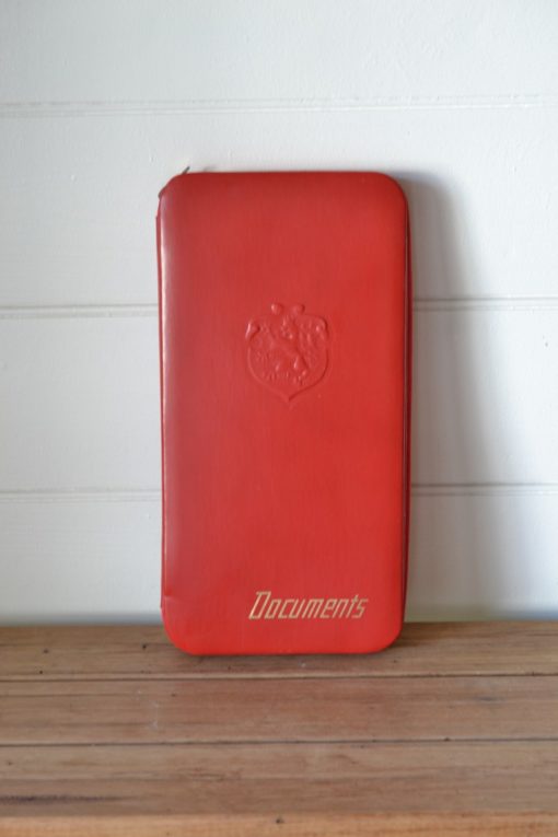 Vintage Document storage file satchel red