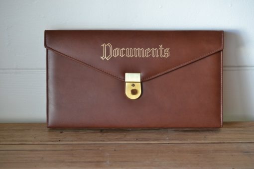 Vintage Document storage file satchel brown