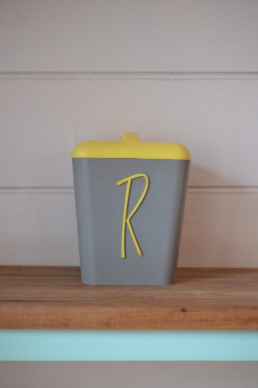 Vintage Nylex kitchen Canister Rice grey & yellow
