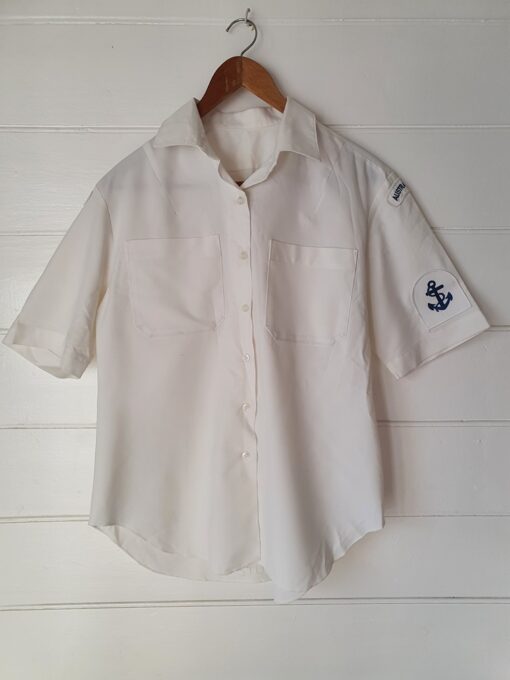 Vintage Mens Navy / Military shirt Australia size S white DBT4