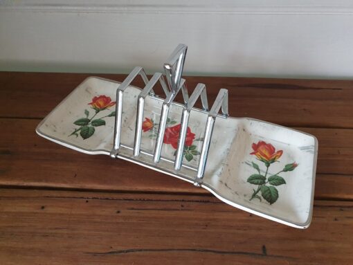 Vintage 1950s toast rack  midwinter ceramic roses GT5