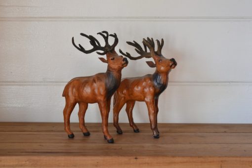 Vintage leather deer stag figurines