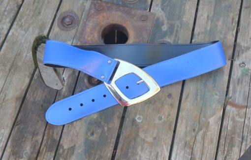 Vintage blue belt with metal buckle 1980s size 32