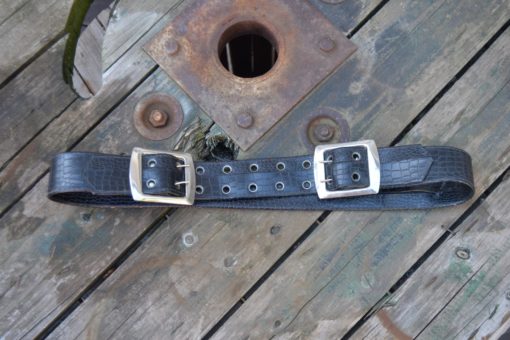 Vintage black belt faux crocodile leather size 10-12 AUS