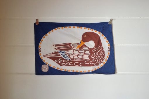 Vintage African textile placemat  wall hanging duck mid century