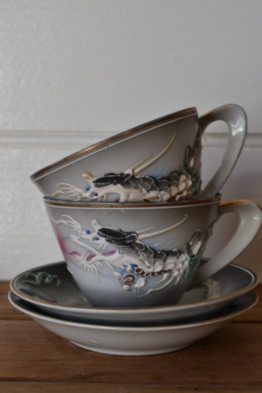 vintage dragonware tea cups and saucers japan