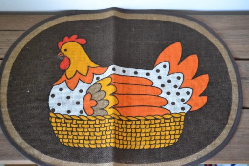 Vintage mid century Nagel piepmats  chicken hen chook placemats W Germany Put1