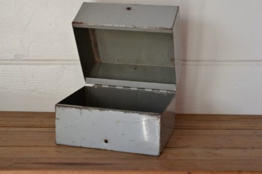 Vintage metal small filing box industrial office