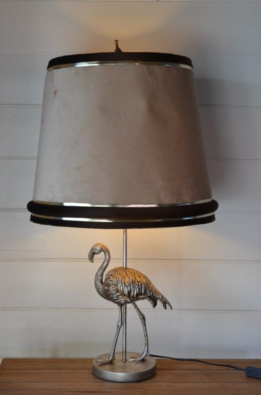 Vintage beige velour lamp shade only for light :Lamp Base NOT included