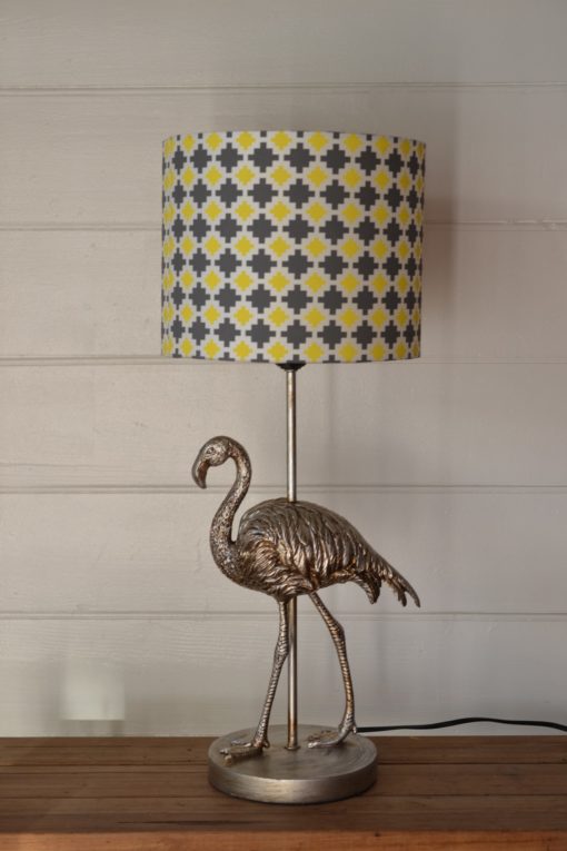 Vintage lamp shade only mid century inspired yellow & Grey :Lamp Base NOT included