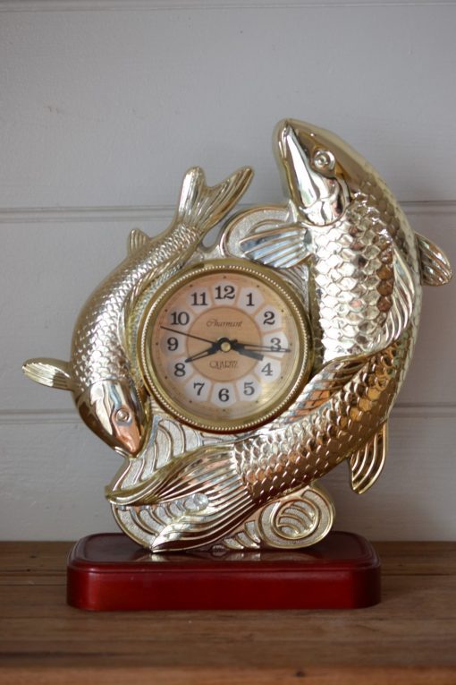 Vintage Kitsch coy fish clock japan display figure Pharmant