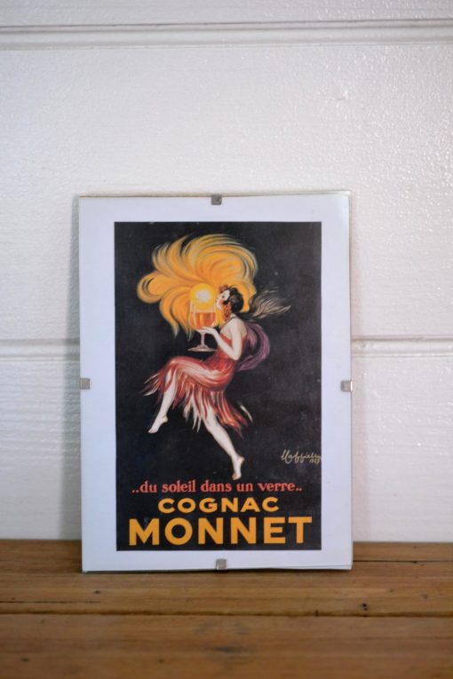 Vintage Cognac Monnet du soleil dans un verre small print framed advertising wtwl