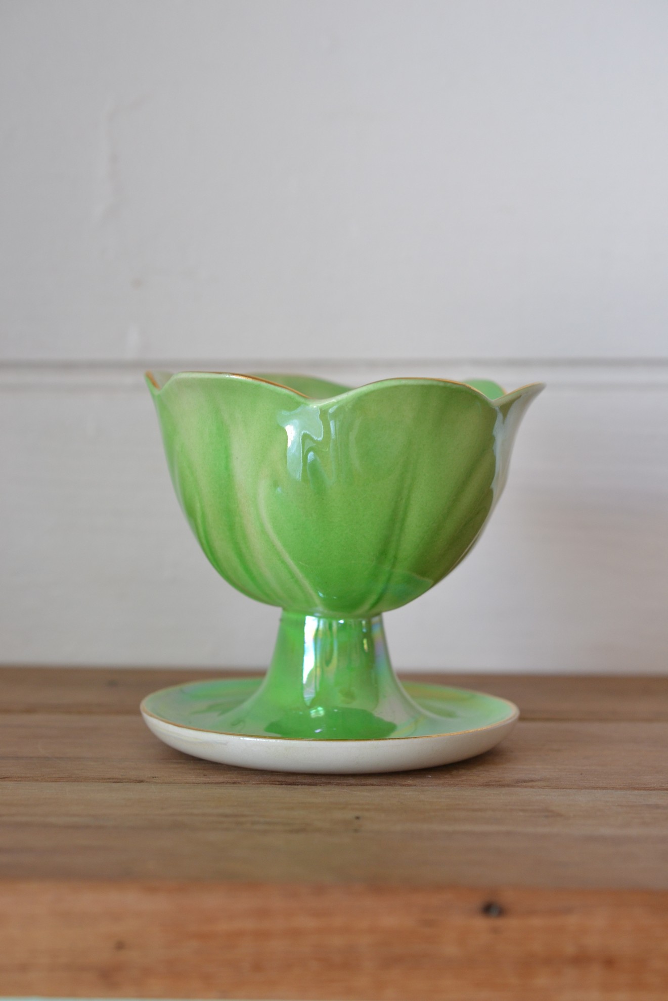 Vintage Wembley Ware Parfait Glazed Ceramic Green Bowl Put3 Funky Flamingo