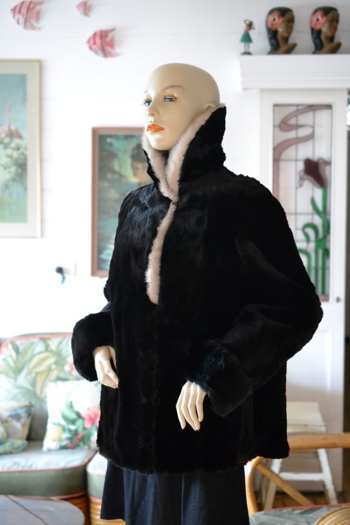 Vintage women's / ladies black fur jacket black size 14 AUS or 12 USA