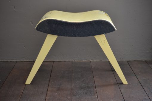 Mid century  1940s hard wood stool curved shabby chic