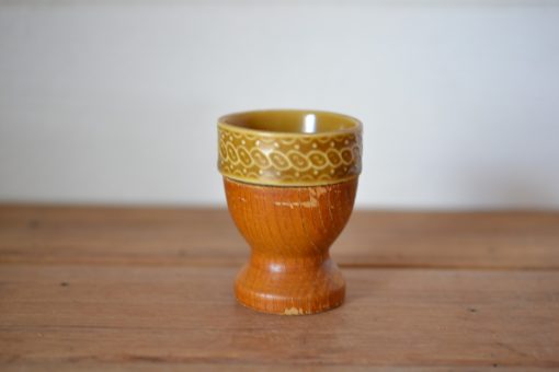 Vintage egg cups ceramic / wood mid century