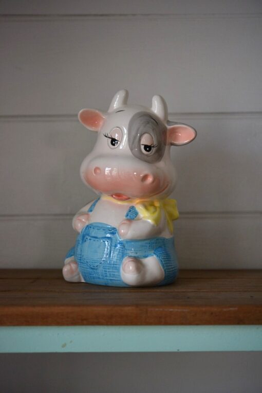 Retro kitsch ceramic cow money box  large 1980s
