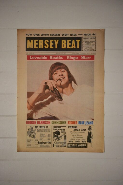 Vintage Music Poster The Beatles Ringo Starr 2000 Pyramid Mercy Beat newspaper