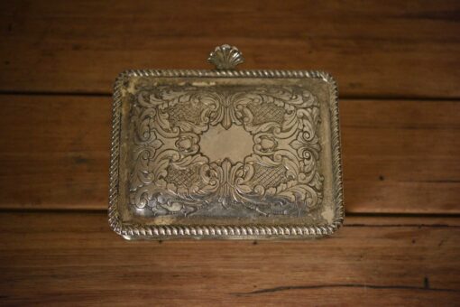 Vintage metal Raimond silver plated pressed metal jewellery box