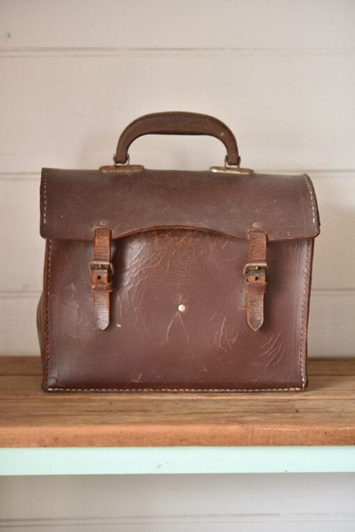 Vintage brown Leather bowling case bag