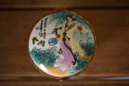 Vintage Geisha Japan jewellery box ceramic hand painted