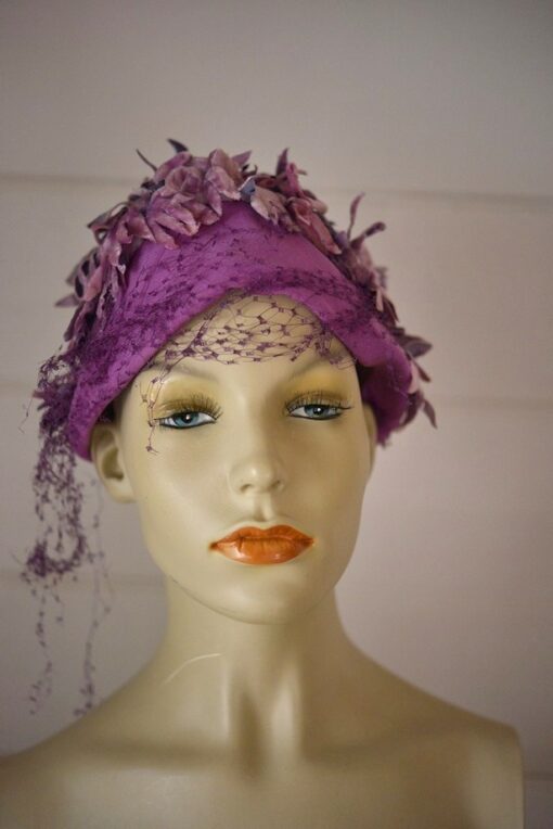 Vintage purple hat mid century 1950s 1960s women's dress hat