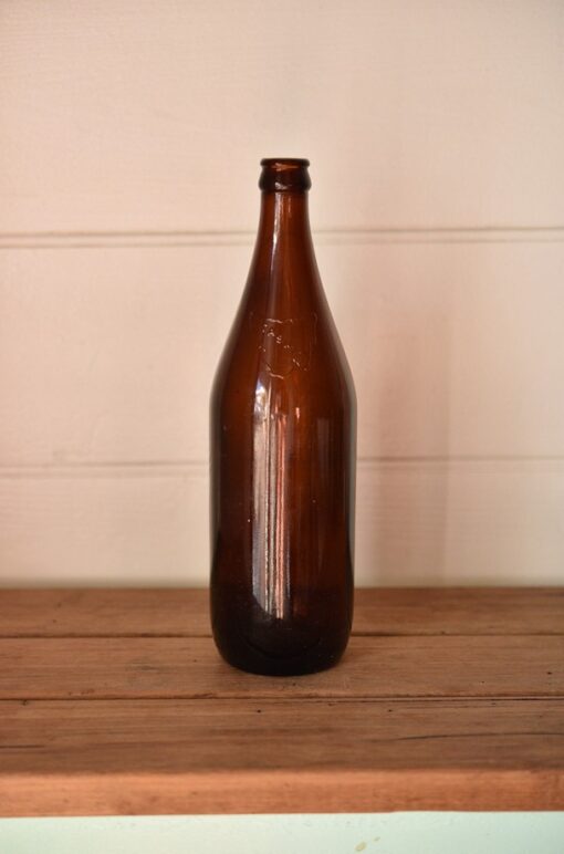 Vintage Tasmania Glass embossed brown beer bottle