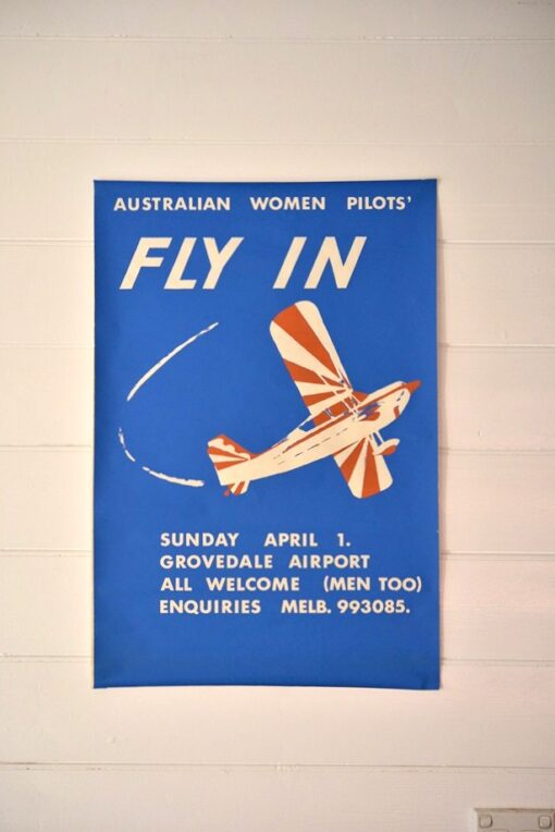 Vintage 1950's original poster Women fly in Aviation Grovedale