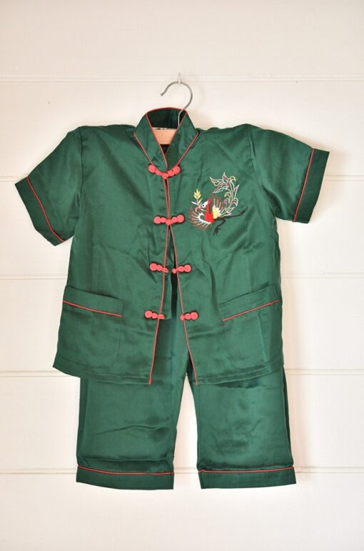 Vintage child's top & pants traditional Chinese oriental ebroidery size 4  pure silk
