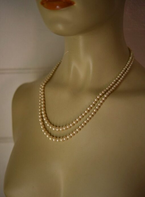 Art Deco 1920's costume jewellery faux pearl necklace marcasite clasp