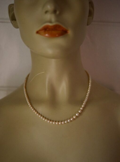 rt Deco 1920's pearl necklace silver marcite clasp