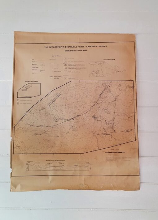 Original Vintage Interpretative map  Geology of the Carlisle River Melbourne Uni