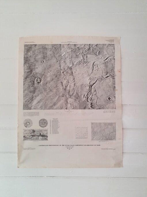 Original Vintage Map of Mars Planet Atlas of Mars 1980s NASA