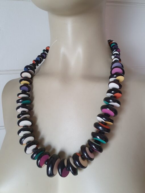 Vintage retro 1980's colourful beaded necklace