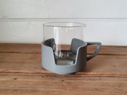 Vintage tea cup / coffee cup JAJ grey cup holders glass YLBT1