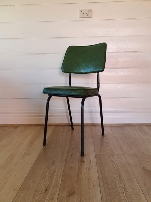 Vintage Mid century green kitchen chair 50s tubular metal vinyl