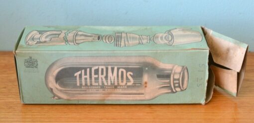Vintage boxed Thermos England Vacuum Vessel glass original Model 14.5F Pit1