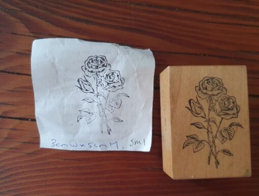 Vintage Wooden rubber stamp bunch of roses flowers  :SM  1