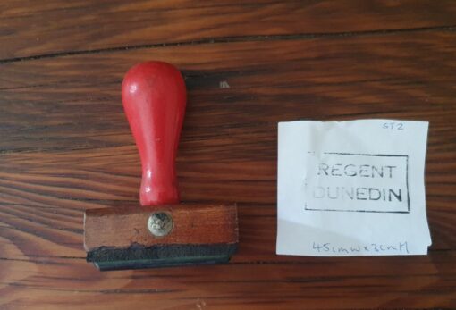 Vintage Wooden rubber ink stamp Regent Dunedin ST2