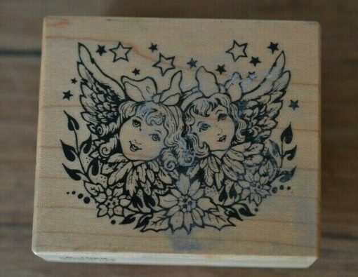 Vintage Wooden rubber ink stamp girl fairy angel made in the USA