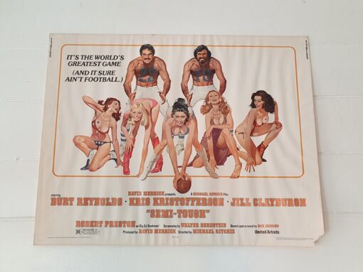 Vintage half sheet Semi Tough movie poster Burt Reynolds 1977