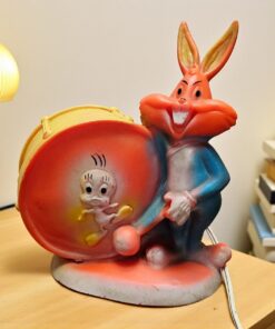 Vintage 1960s childrens plastic Bugs Bunny & Baby Huey Italian Lamp Light 🦩
