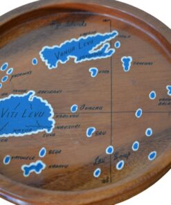 Alternative view of Vintage Mid Century Wooden Fiji Islands Drinks Tray Hand Painted Map 30cm 🦩 YLBT7