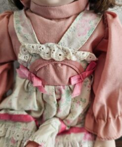Vintage Chili Creations Porcelain Doll Pink Floral Dress 38cm 1980s 🦩 - Image 6